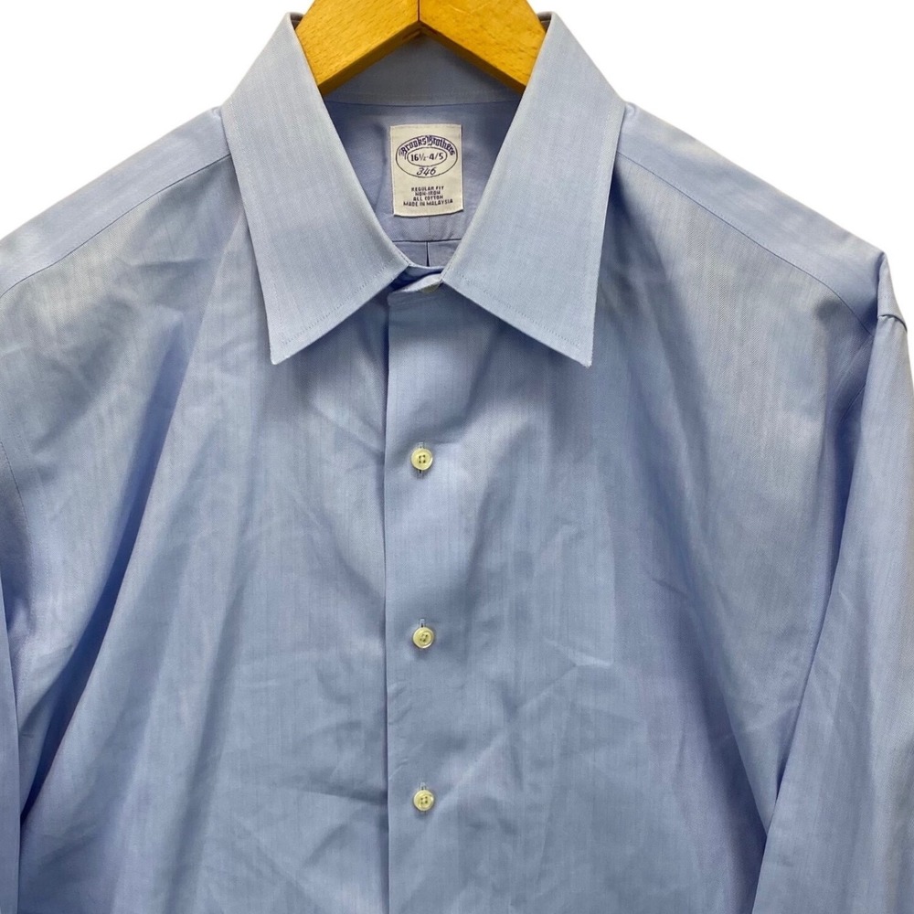 Brooks Brothers 346 Reg Fit Non Iron All Cotton Blue Dress Shirt 16 1/2 4/5